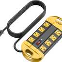 CCCEI Heavy Duty Power Strip Surge Protector, Metal 8 Outlets Power Strip for Appliance. Garage Shop Industrial Workbench 15 AMP Outlets Strip. 10FT Extension Cord. Set