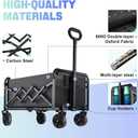 360LBS Collapsible Wagon Cart with Wheels - Heavy Duty Folding Wagon Carts for Grocery, Lightweight Utility Wagon with All-Terrain Wheels & 2 Cup Holders, Portable Beach Wagon for Shopping Garden