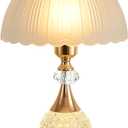 Bedside Table Lamp Petal Light Luxury Crystal Push Button Switch Bedroom Living Room Den Control Dimming Warm Atmosphere Decoration Desk Lamp