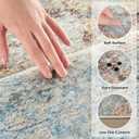 WITSHOCK 5x7 Area Rugs for Living Room : Machine Washable - Non Slip Modern Abstract Rug for Bedroom Under Dining - Stain Resistant for Household - Pet Owners, Blue/Off-white/Gold