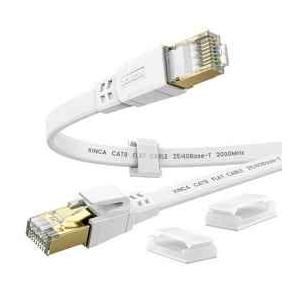 Cat 8 Ethernet Cable, 10ft Heavy Duty High Speed Internet Network Cable, Professional LAN Cable, 26AWG, 2000Mhz 40Gbps with Gold Plated RJ45 Connector, Shielded in Wall, Indoor&Outdoo White