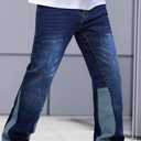 GINGTTO Mens Flared Jeans Stacked High Waisted Bell Bottom Denim Pants for Men Relaxed Fit Vintage Blue 30