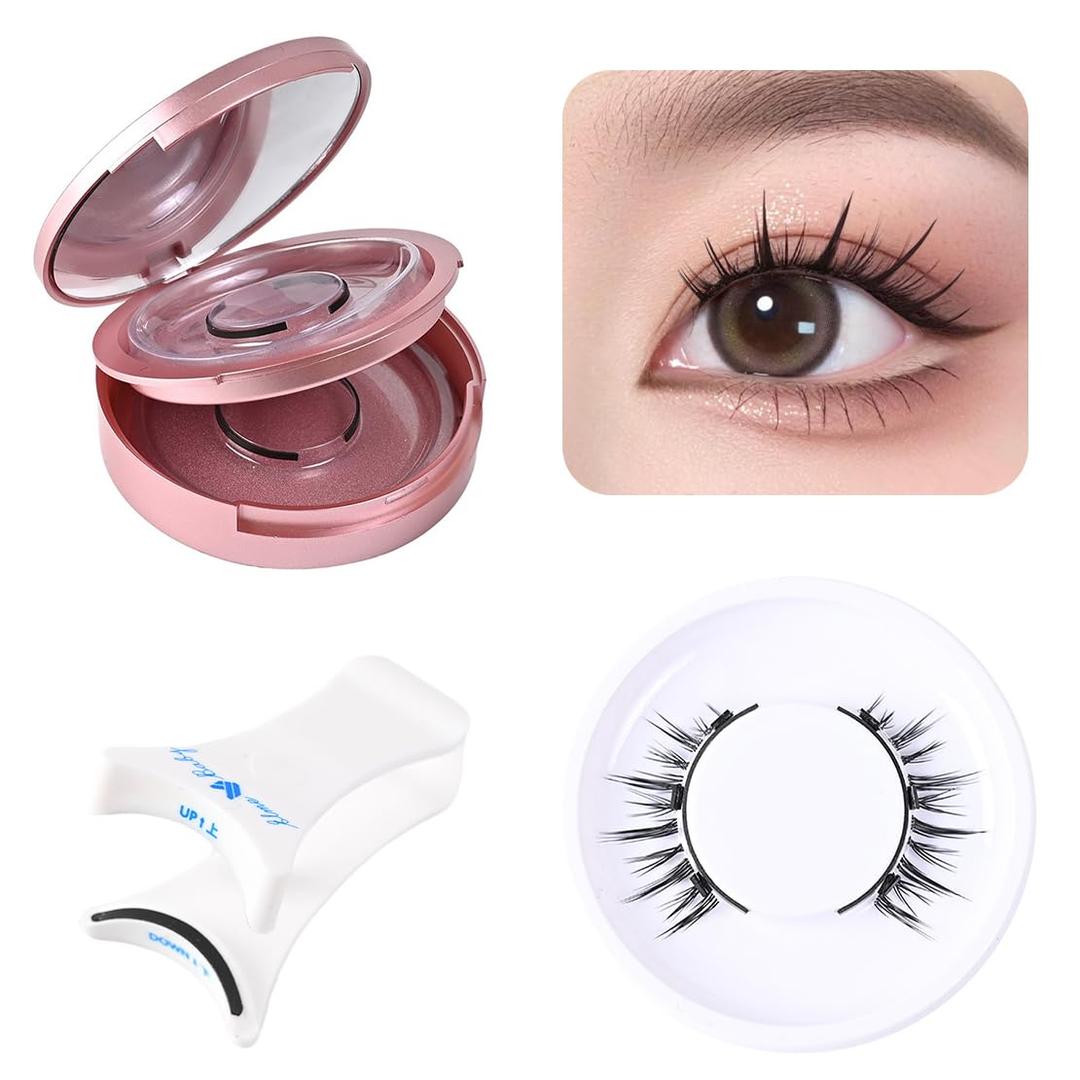 2 Pairs Magnetic Eyelashes Natural Look No Glue Needed False Eyelashes Kit without Eyeliner Reusable Fake Magnetic Eyelashes with Applicator Wispy Magnetic Lashes for All-Day (A)