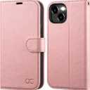 OCASE Compatible with iPhone 15 Wallet Case, PU Leather Flip Folio Case with Card Holders RFID Blocking Kickstand [Shockproof TPU Inner Shell] Phone Cover 6.1 Inch 2023, Pink