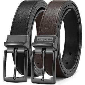 CHAOREN Boys Belt, Most Size Kids 1 1/4" Dress Reversible Belt for Youth - One Leather Belt Two Style (Large, Black/Dark Brown)