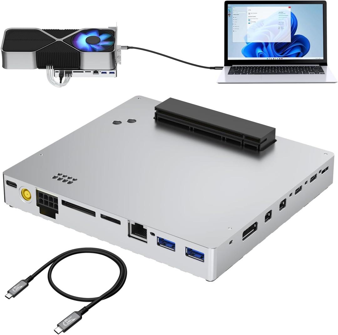 PCIE 3.0 x16 24Gbps Thunderbolt eGPU Dock, Cable Compatible with External GPU NVIDIA AMD Graphics Card for Windows Laptop Gaming Console Featuring Thunderbolt 3/4 USB 4, Powered by PD/DC/ATX
