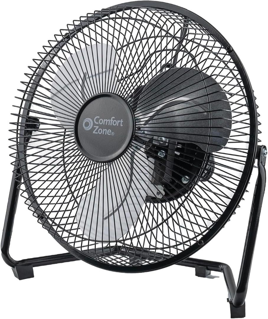 Comfort Zone 9-Inch High-Velocity Desk Fan, All-Metal 3-Speed Turbo Air Circulator with 180 Tilt, Quiet Small Table Fan for Office, Bedroom, and Home, Fully Assembled, ETL Listed