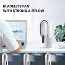 KONSIDEN Desk Fan Bladeless, 11.8 Inch Office Fan Small, Quiet, 3 Speed Adjustment, Touch Control, Easy to Clean, Desk Fans Small Quiet, Ideal for Office, Living Room, Bedroom, White Gold
