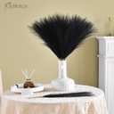 𝟱𝟬𝙥𝙘𝙨 Pampas Grass 𝟭𝟳in, Black Artificial Pampas Grass Faux Plants Floral Fluffy Feathers Vase Filler for Boho Home Wedding Party Decoration (𝗕𝗹𝗮𝗰𝗸)