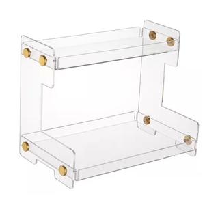 Bathroom Counter Organizer 2-Tier Acrylic Vanity Countertop Perfume Cabinet Makeup Storage Modern Holder Transparent