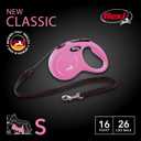 FLEXI New Classic Cord Retractable Dog Leash for Small Dogs up to 26 lbs. 16 ft., Pink | Tangle-Free Pet Walking Leash with One-Handed Brake, Pause, Lock|German Quality Product
