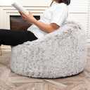 Bean Bag Chairs Cover No Filler Soft Washable Plush Fiber Adult Beanbag Chair Fuzzy Fur Cover Without Filling Snow Coffee Bean Bag Cover