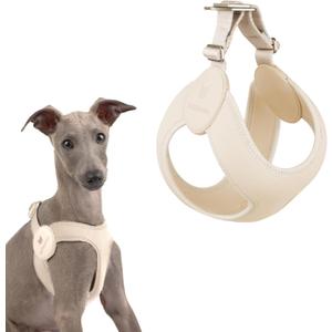 Ultra Comfortable Dog Harness Adjustable Soft Dog Vest, Alloy Buckle Closure Lightweight Stretchy Puppy Harness Step in for Small Sized Dogs Walking Training (Linen, L 18.9-20.8")
