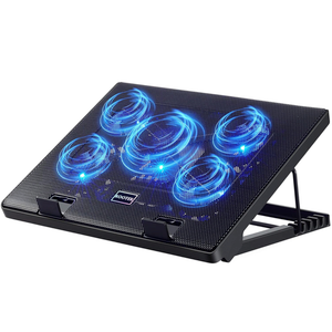 Kootek Laptop Cooling Pad, Laptop Cooler with 5 Quiet Fans for 12"17" Computer PC Notebook Gaming Laptop Fan, Height Adjustable Laptop Cooling Stand Laptop Accessories, Blue