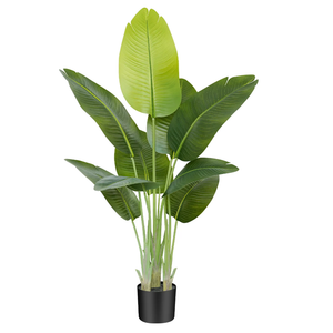 Lifelike Bird of Paradise Artificial Plant 4ft Faux Banana Leaf Tree with 9 Trunks for Home Decor - Perfect Indoor Silk Floor Plant for Living Room, Office, and Bedroom Ambiance Enhancement