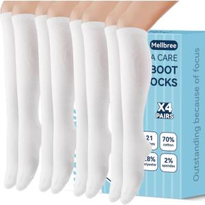 Mellbree Walking Boot Socks, Walking Boot Liner Black & White & Grey Three Colours to Choose (One Size)
