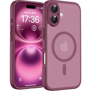 TOCOL for Phone 16 Case, Compatible with Magsafe Charger, Full Camera Protection, Drop Protection, Translucent Matte Phone Case for iPhone 16 6.1 inch (Plum)