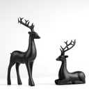 2 Pcs Christmas Reindeer Sculpture, Resin Deer Christmas Decoration, Matte Black Resin Elk Statues for Home Decor, Ideal for Living Room, Bedroom, Office, Bookshelf, and Desk Ornaments