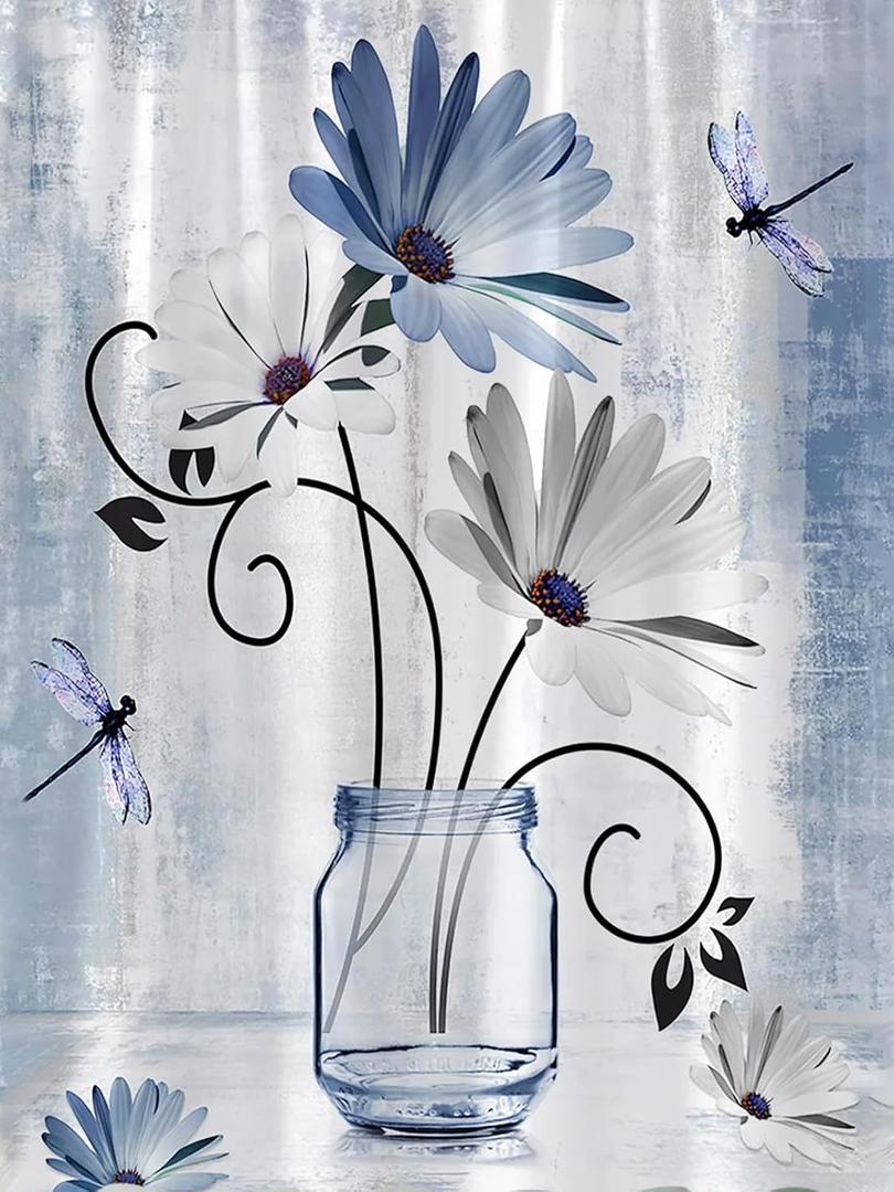 GUMITOON Blue Daisy Diamond Art Painting Kits for Adults - Full Drill Diamond Dots Paintings for Beginners, Round 5D Paint with Diamonds Pictures Gem Art Painting Kits DIY Crafts Kits 12x16inch