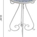 Vintage Outdoor Side Table Round Mosaic Ceramic Tile Top 14" Diameter Metal Plant Stand for Flower Pots Vase Garden Home Porch Pool Indoor Decor Weather Resistant Outside Patio Accent End Furniture, 14" X 14" X 21"