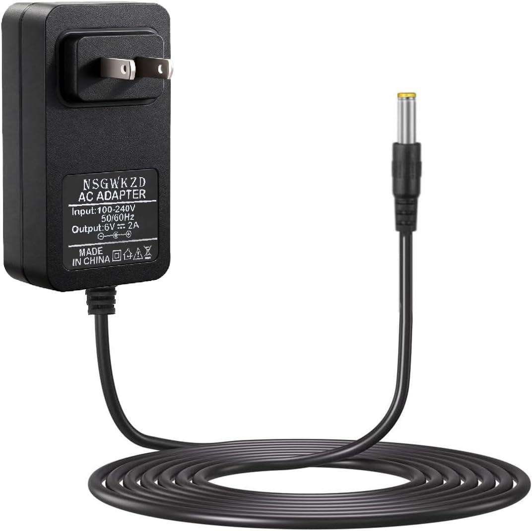 Power Cord for Proform Elliptical Exercise Bike Smart Strider 390 395 475 510 E, 480 490 500 600 LE, 400 700 510 EX, 6V 2A Power Supply AC Adapter 10 ft