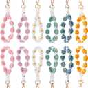 Mikovivi 12pcs Handmade Wristlet Keychains, Boho Macrame Keychain Woven Bracelet Wrist Lanyard Car Key Chain Wristbands Cute Daisy Flower Keyring for Women