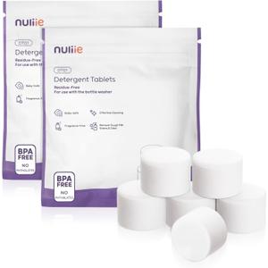 Nuliie 60 PCS High-Efficiency Detergent Tablets for Momcozy KleanPal Pro, Baby Brezza Pro, GROWNSY EaseClean Bottle Washer, Remove Milk Residue & Odor, Gentle Formula Safe (1 Count (Pack of 60))