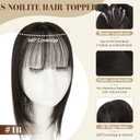 S-noilite Human Hair Topper with Bangs 3603D Cover Toppers Hairpieces for Women Bangs Hair Clip Jet Black 12inch