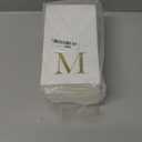 Sparkle and Bash 100 Pack Gold Foil Initial Letter M White Monogram Paper Napkins, 4x8 inch Disposable Dinner Napkin for Wedding Decor, and Table Decorations