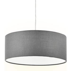 Modern Fabric Pendant Light, 15" Classic 3-Light Drum Ceiling Chandelier, Grey Drum Shade, Round Frosted Acrylic Diffuser, Lamps for Living Room (Gray)