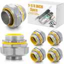 Gisafai 5 Pcs Liquid Tight Connector Straight Insulated Zinc Die Cast Metal Tight Electrical Conduit Fittings for 1-1/4 Inch Flexible and Type B Flexible