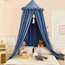 dix-rainbow Princess Decor Canopy for Kids Bed, Soft and Durable Bed Canopy for Girls Room Tent Canopy Dreamy Mosquito Net Bedding, Children Reading Nook Canopies Indoor (Blue)