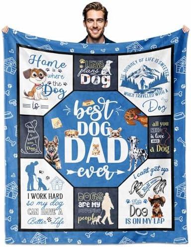 Paoeyty Best Dog Dad Gift for Men, Throw Blanket 60"X50", Decoration Gifts for Dog Lovers Ideal Present, Birthday Gifts for Dogs Lovers