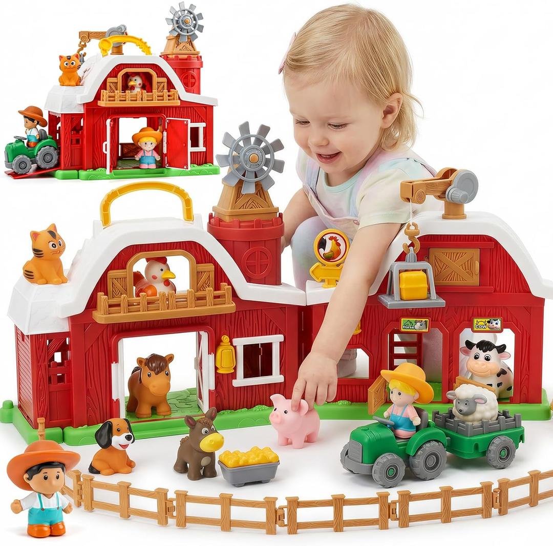 30-Piece Upgraded Farm Animal Big Barn Playset Gifts for Toddlers Christmas
Montessori Learning Toys for 18 Months Olds Girls Boys|Pretend Animal with Tractor Birthday Gifts for 2 Years