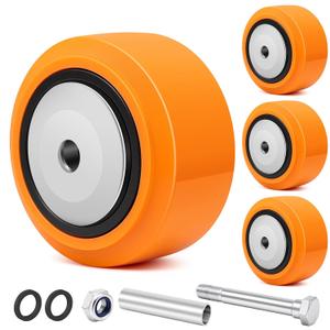4'' x 2'' Industrial Replacement Wheels, Solid Polyurethane Wheels on Polyolefin Core with Dust Caps, 1/2'' Bore Heavy Duty Wheels 2400 lbs Capacity, Ideal for Trolleys, Carts(4 Packs)