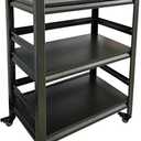 3 Tier Garage Storage Shelves,Heavy-Duty Unit with Wheels,Easy to Assemble Adjustable Metal Garage Shelving for Kitchen Warehouse Tool Room(Size:60cmX40cmX80cm)
