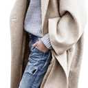 Women's Winter Wool Coat Notch Lapel Single Breasted Casual Mid Long Pea Trench Coat (XX-Large, Beige)