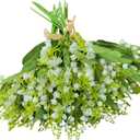 4 Forks Lily of The Valley Artificial Flowers Bouquet,Plastic Flowers for Outdoors,Fake Flowers with Stem,Home Wedding Party Garden Wreath Table Center Pieces Decor (24, White)
