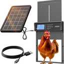 Okkobi Automatic Chicken Coop Door Solar Powered - LCD Display - Chicken Coop Door with Remote Control, Light Sensor & Timer - Security & Peace of Mind: Anti-Pinch Function - 5-Year Protection - Grey (Metal)