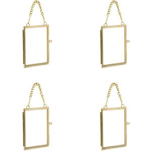 Glass Frame for Pressed Flowers, 2x3 Inch Brass Hanging Photo Frame Double Glass Frame with Chain DIY Vintage Home Decor 20 pieces