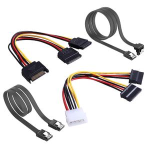 SATA Cable and SATA Power Splitter Cable SSD/SATA III Hard Drive Connection Cables for SATA SSD HDD CD Driver CD Writer