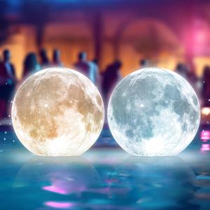 TIALLY Full Moon Floating Pool Lights Solar Powered - 14" Inflatable Pool Balls for Swimming Pool, Solar Pool Lights That Float, Outdoor Pool Party Decorations - Pool Gifts for Pool Owners (2 Pack) (White)