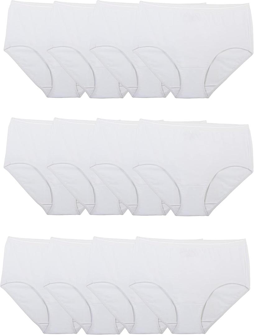 Fruit of the Loom Women's Eversoft Cotton Underwear Multipacks, Tag Free & Breathable, (7, Brief - White)
