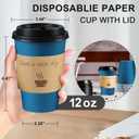 Clawsoff 500 Pack 16 oz Disposable Paper Coffee Cups with Lids(Navy) (EXP 05/05/29)
