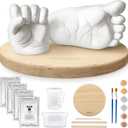 KeaBabies Baby Casting Kit Hands and Feet Mold - 3D Newborn Hand Casting Kit & Stylish Wood Base, Easy DIY Infant Foot Molds 0-9 Months, First Christmas & Baby Keepsake Shower Gifts (Round, Ash Wood)