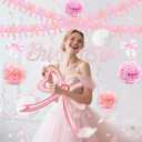 2 x Pink Bow Bachelorette Party Decorations - Bride-to-be Decorations with Bride-to-be Sign Banner, Bride Sash, Bow Balloons for Pink Tying the Knot Bridal Shower Bachelorette Decor