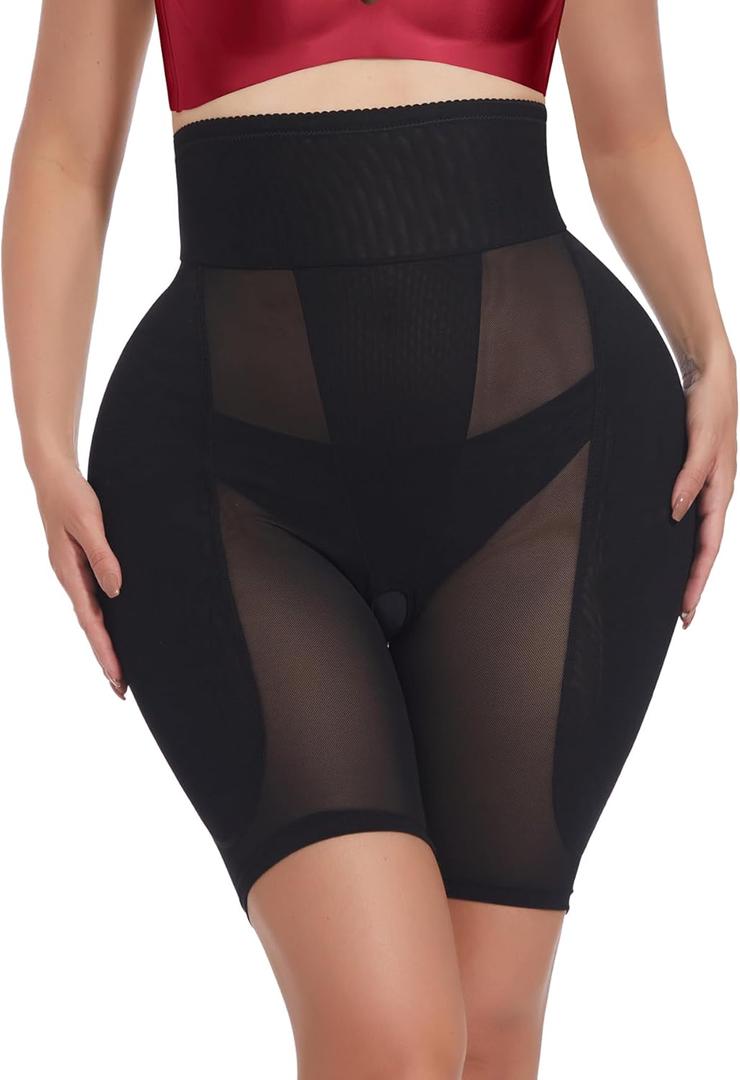 Hip Pad Shapewear for Women High Waisted Hip Padding Lifter Curvy Body Shaping Panties for Under Dress (Medium, Black-zfg)