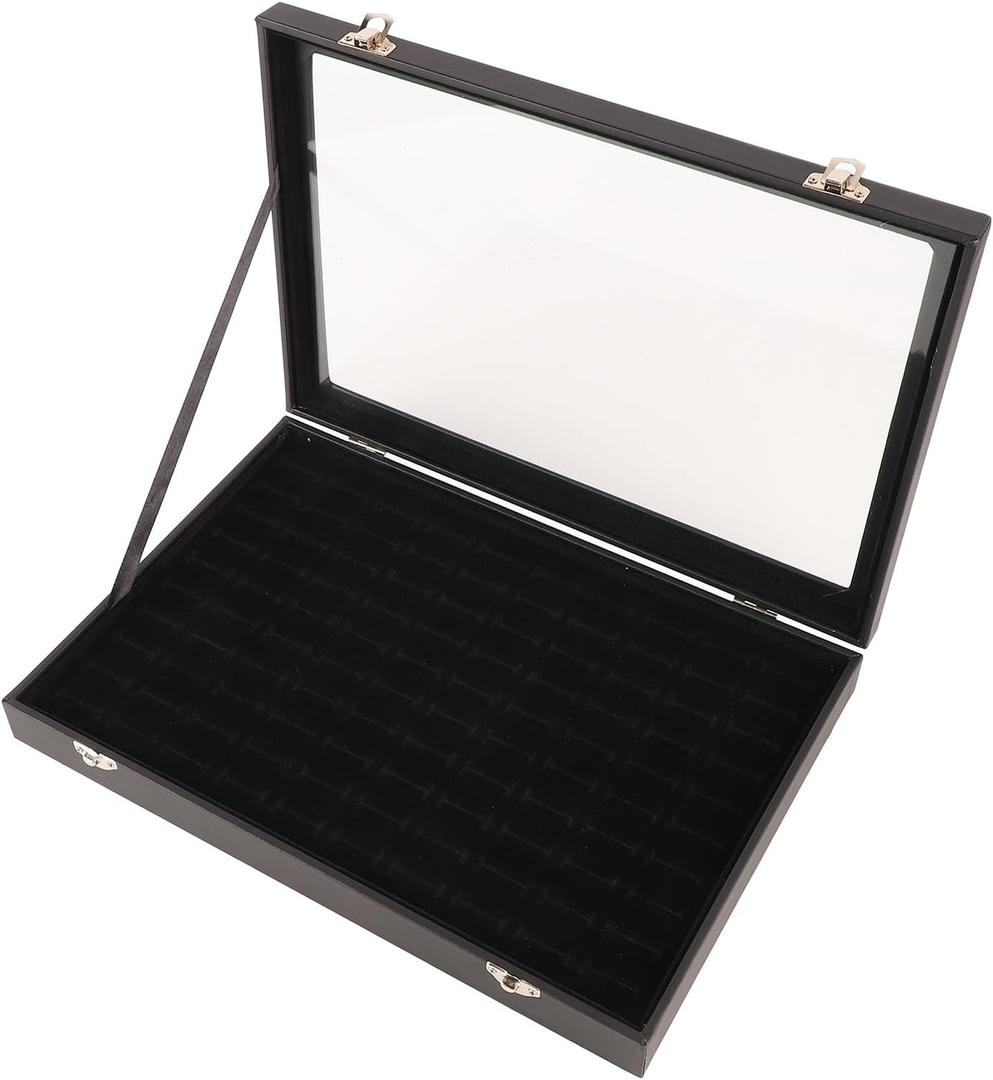 100 Slots Ring Organizer Box, Jewelry Box Organizer with Transparent Lid, Ring Studs Earrings Display Tray Ring Holder Case for Store Display Jewelry Show (35 x 24 x 5cm / 13.8 x 9.4 x 2in)