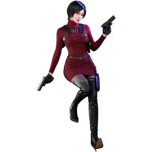 KIRA KIRA Adaa Wongg Cosplay Doki-R R E4 Ada Cosplay Costume Burgundy Dress Outfit for Halloween (Small) KIRA KIRA Adaa Wongg Cosplay Doki-R R E4 Ada Cosplay Costume Burgundy Dress Outfit for Halloween (Small)