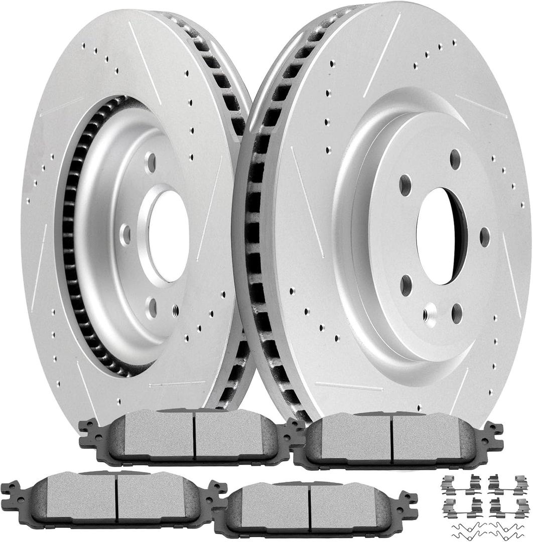 SCITOO Brake Kit Front Brake Rotors and Ceramic Brake Pads fit for 2011-2018 for Ford Explorer/for Ford Flex/for Ford Taurus/for Lincoln MKT,2011-2012 for Lincoln MKS